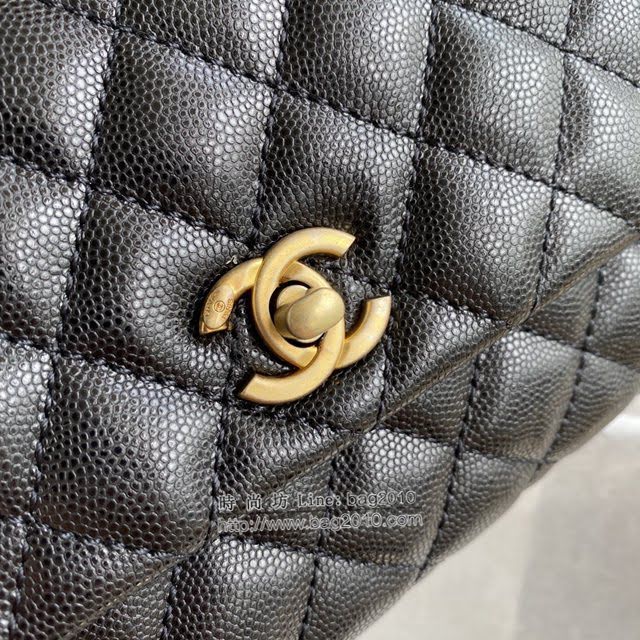 Chanel女包 香奈兒專櫃最新款小號口蓋包 Chanel經典菱格黑球手柄手提肩背女包  djc4150